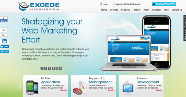 Home page of #9 Top Jacksonville Web Design Company: Excede Services Inc