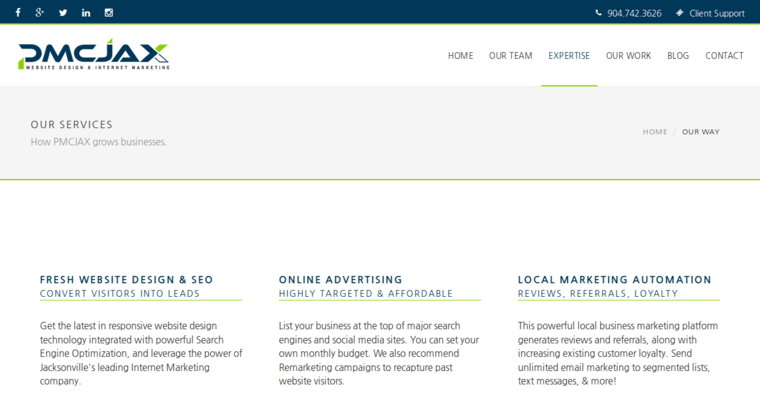 Service page of #8 Best Jacksonville Web Design Business: PMCJAX Website Design & Internet Marketing