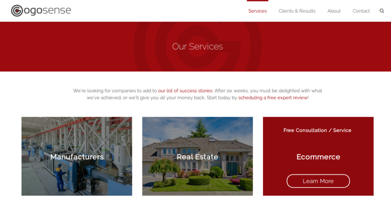 Service page of #7 Top Joomla Web Design Firm: OGO Sense