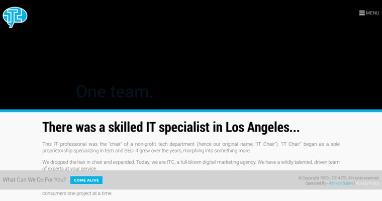 About page of #9 Top Los Angeles Website Design Firm: ITC