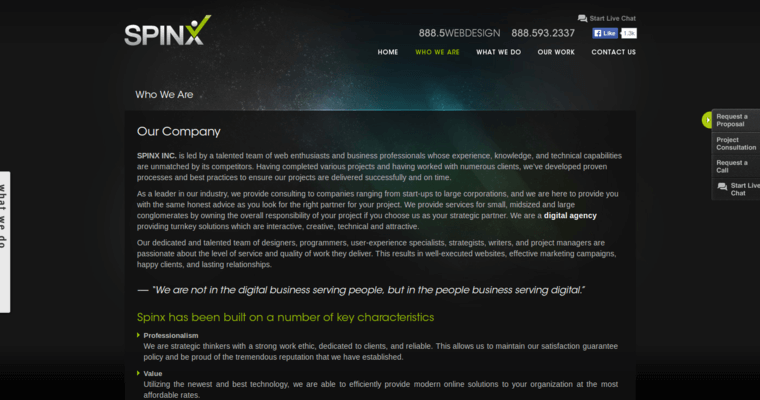 About page of #6 Leading Los Angeles Web Development Business: SPINX
