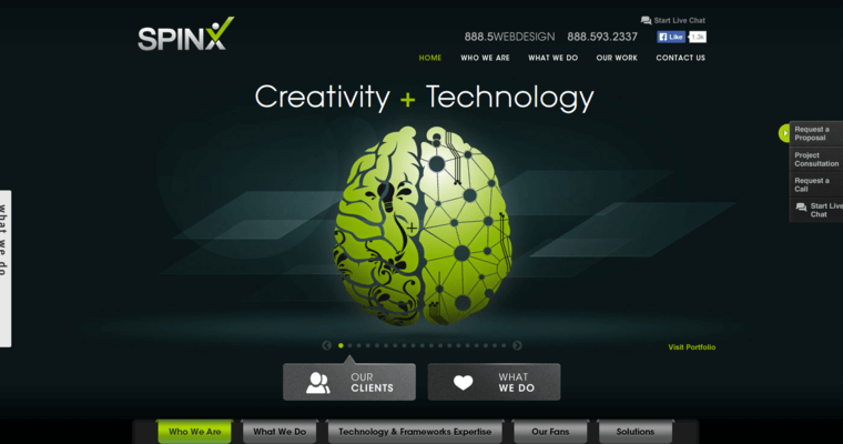 Home page of #8 Top Los Angeles Website Design Agency: SPINX