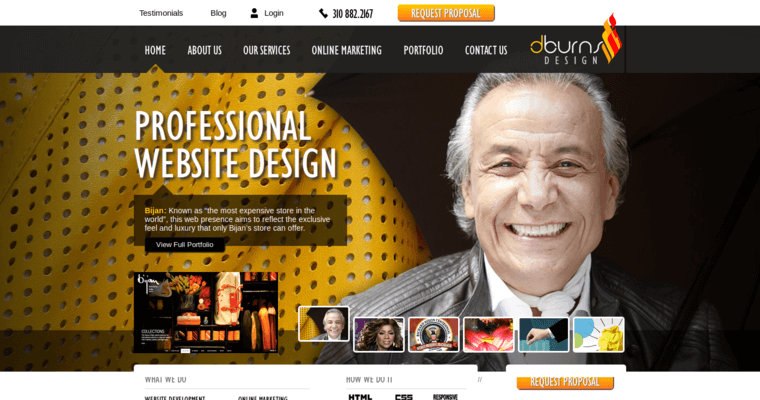 Home page of #8 Leading LA Website Development Company: Dburns
