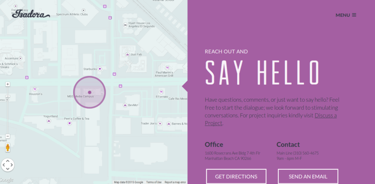 Contact page of #4 Best LA Website Design Agency: Isadora Design