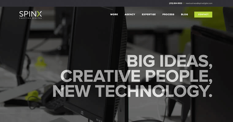 Home page of #6 Leading LA Website Development Company: SPINX