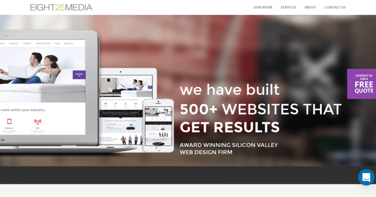 Home page of #1 Leading Los Angeles Website Design Agency: EIGHT25MEDIA