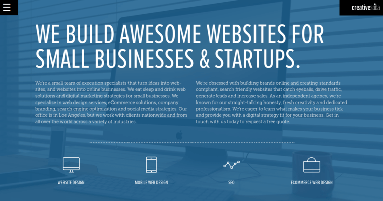 Service page of #8 Best Los Angeles Web Design Firm: Creative Soda