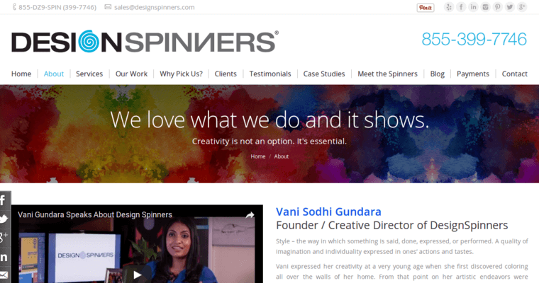About page of #11 Top LA Website Design Firm: Design Spinners