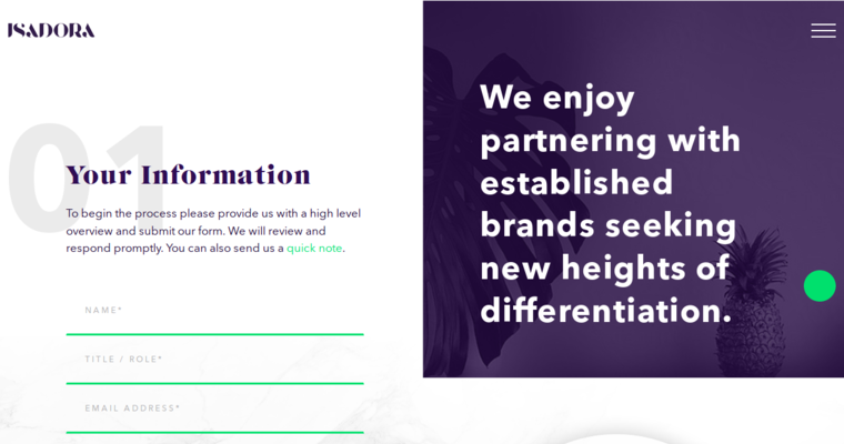 Contact page of #4 Top LA Web Design Company: Isadora Agency