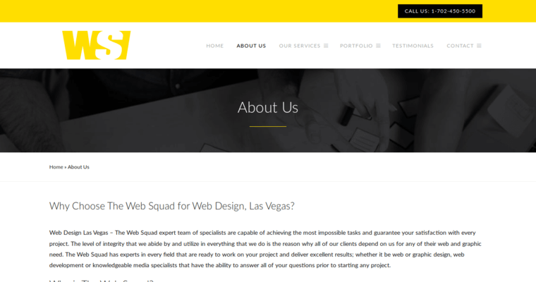 About page of #2 Best Vegas Web Design Firm: The Web Squad