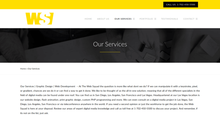 Service page of #1 Top Las Vegas Web Design Firm: The Web Squad