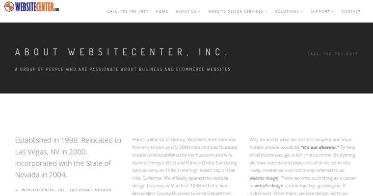 Company page of #4 Best Vegas Web Development Company: WebsiteCenter.com