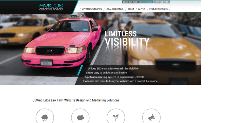 Home page of #8 Leading Law Web Design Business: Amicus Creative Media