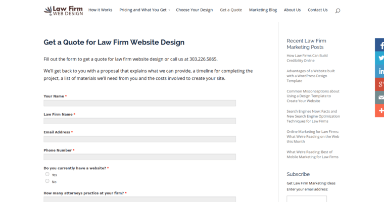 Quote page of #9 Best Law Web Design Business: Law Firm Web Design