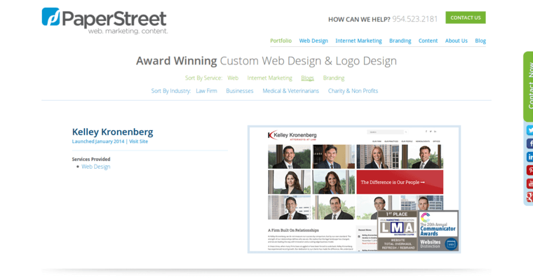 Folio page of #4 Leading Law Web Design Business: PaperStreet