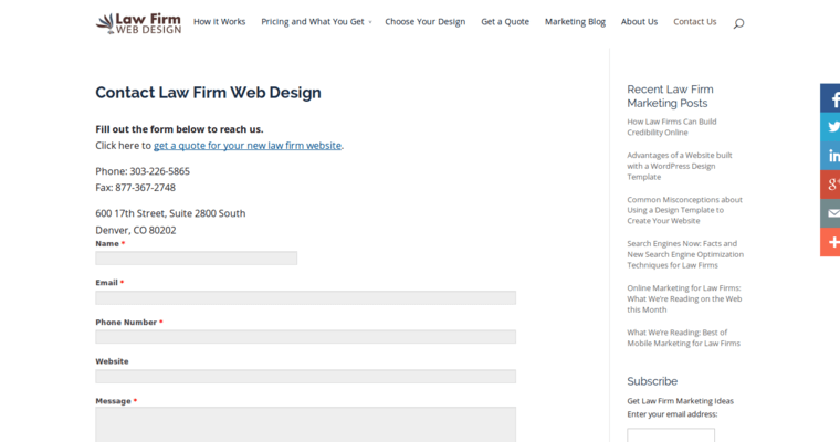Contact page of #10 Best Law Web Design Business: Law Firm Web Design