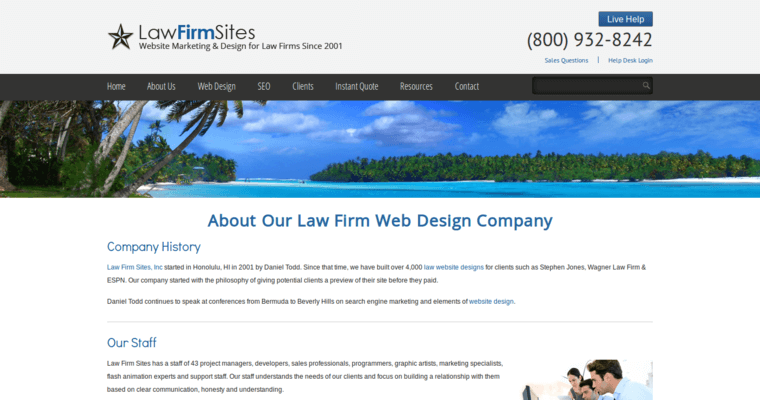 About page of #11 Top Law Web Design Business: Law Firm Sites