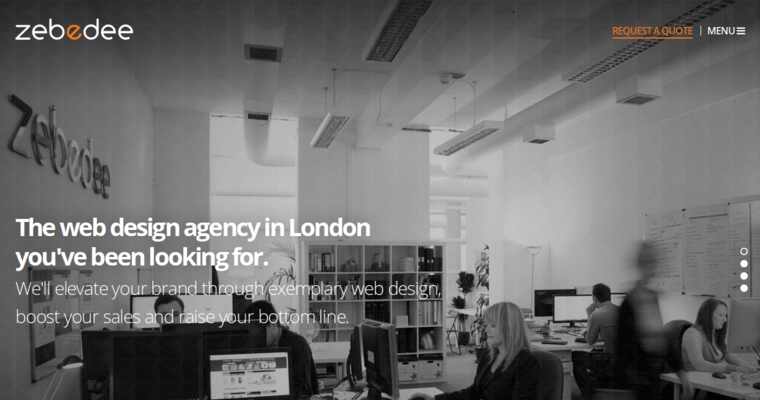 Home page of #5 Best London Web Design Company: Zebedee