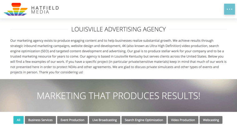 Folio page of #10 Best Louisville Web Development Company: Hatfield Media