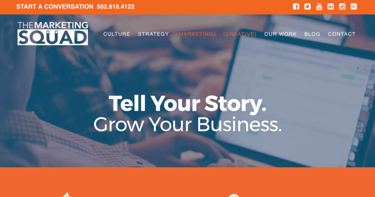 Home page of #5 Best Louisville Web Design Firm: The Marketing Squad