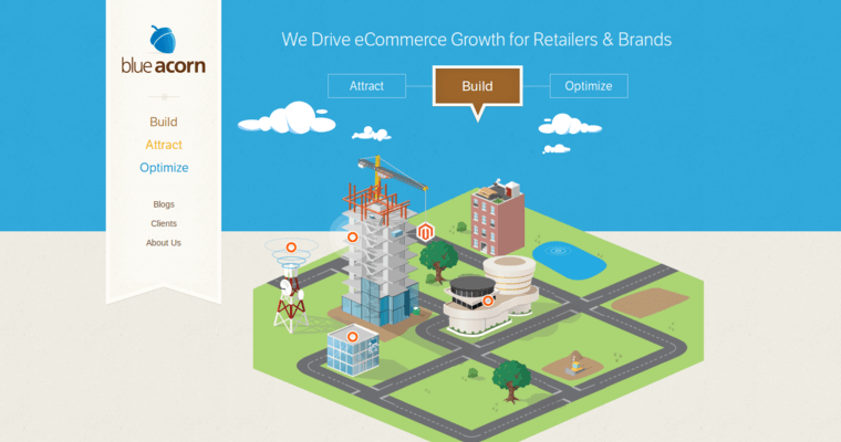Home page of #10 Leading Magento Website Design Agency: Blue Acorn