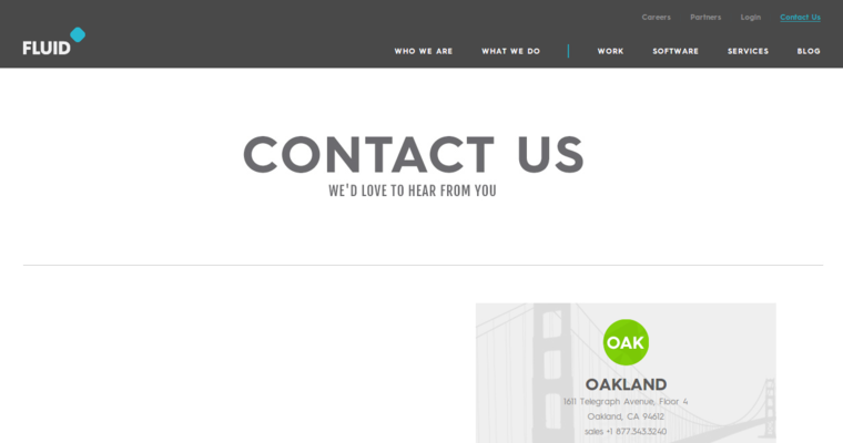 Contact page of #10 Top Magento Web Design Agency: Fluid