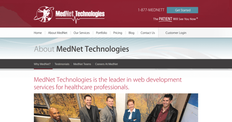 About page of #6 Leading Medical Web Design Firm: MedNet Technologies