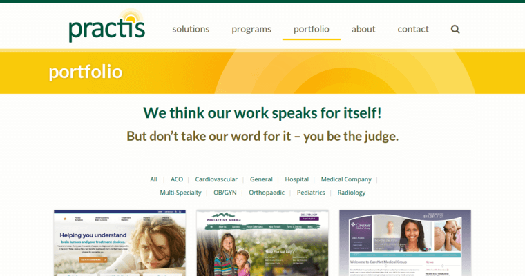 Folio page of #4 Top Medical Web Design Company: Practis Inc