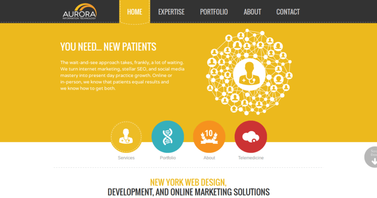 Home page of #6 Leading Medical Web Design Agency: Aurora IT