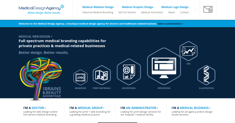 Home page of #10 Leading Medical Web Development Firm: Medical Design Agency