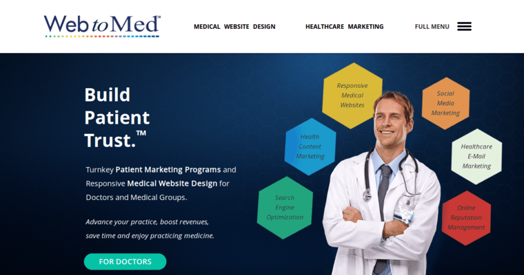 Home page of #8 Best Medical Web Design Business: Web to Med