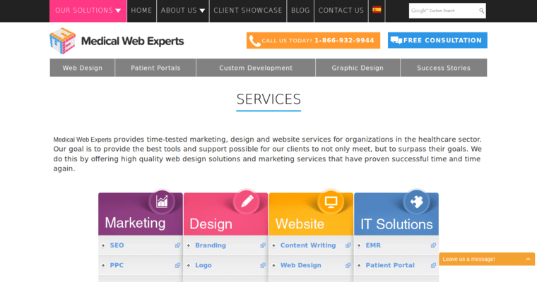 Service page of #10 Best Medical Web Design Firm: Medical Web Experts