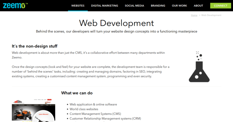 Development page of #10 Leading Melbourne Web Development Agency: Zeemo