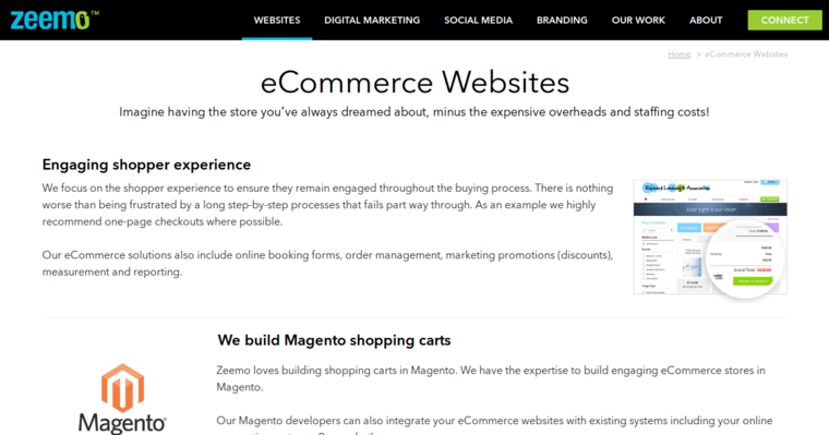 Websites page of #10 Best Melbourne Web Development Company: Zeemo