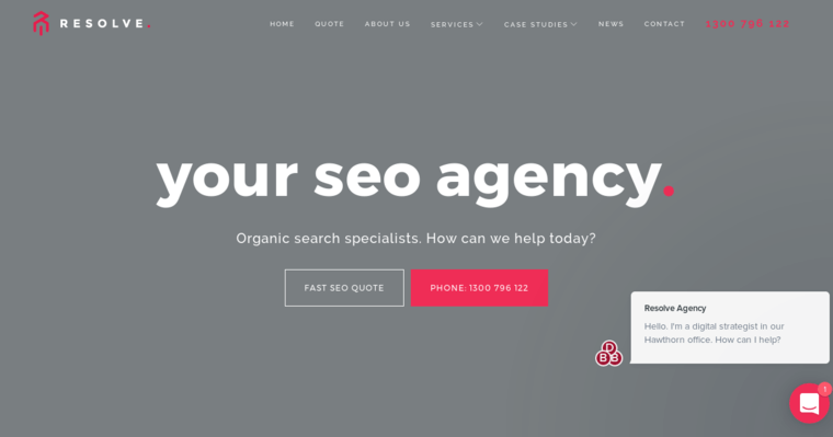 Home page of #5 Top Melbourne Web Design Business: Resolve Agency
