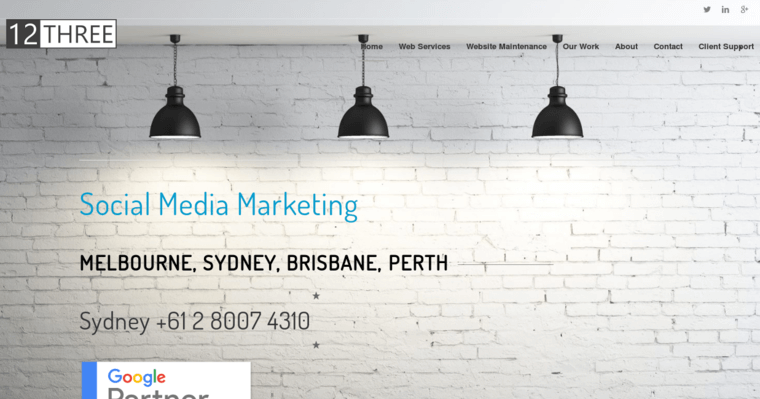 Home page of #4 Best Melbourne Web Design Company: 12Three