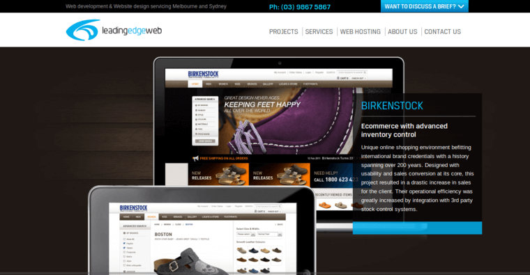 Folio page of #9 Top Melbourne Web Design Company: Leading Edge Web
