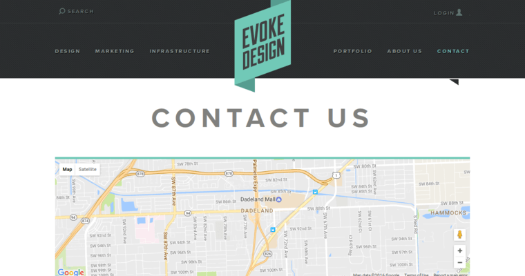 Contact page of #7 Leading Miami Web Design Firm: Evoke Design