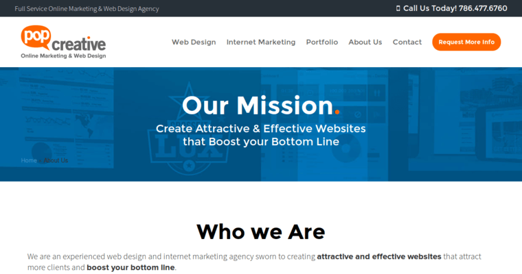About page of #4 Best Miami Web Design Agency: Pop Creative