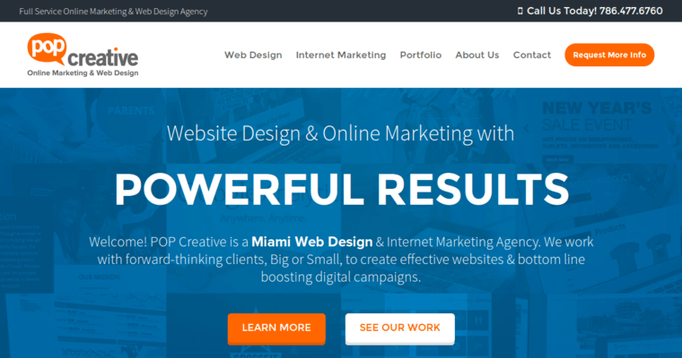 Home page of #4 Best Miami Web Design Firm: Pop Creative