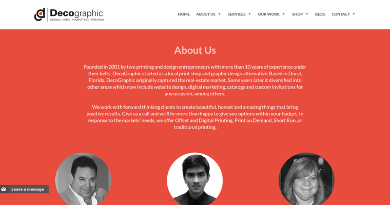 About page of #1 Top Miami Web Design Firm: Decographic