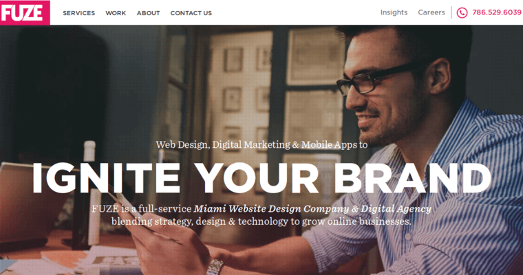 Home page of #3 Leading Miami Web Design Company: Fuze Inc