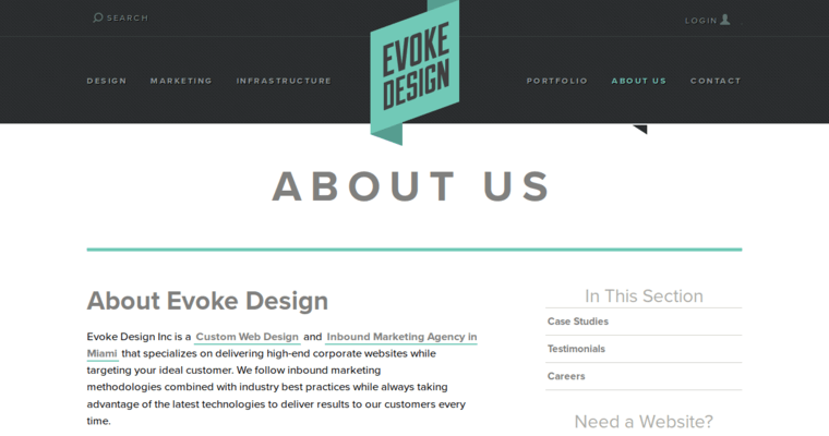 About page of #8 Top Miami Web Design Business: Evoke Design