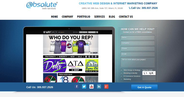 Home page of #3 Top Miami Web Development Company: Absolute Web Services