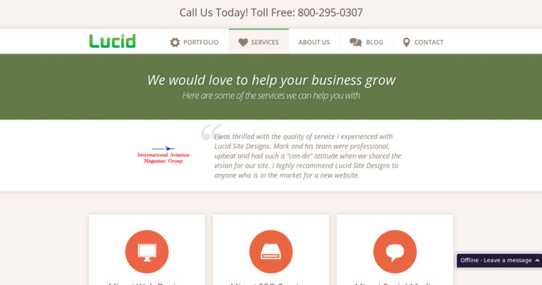 Service page of #5 Top Miami Web Design Firm: Lucid