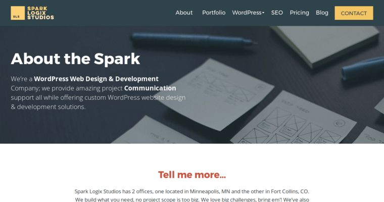 About page of #9 Best Minneapolis Web Design Agency: Spark Logix Studios