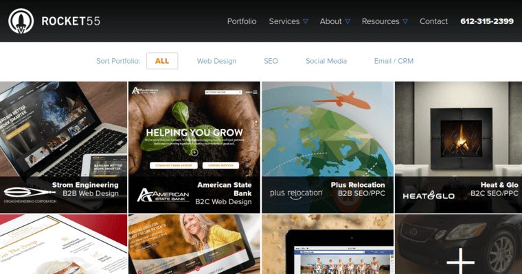 Folio page of #3 Best Minneapolis Web Design Firm: Rocket 55