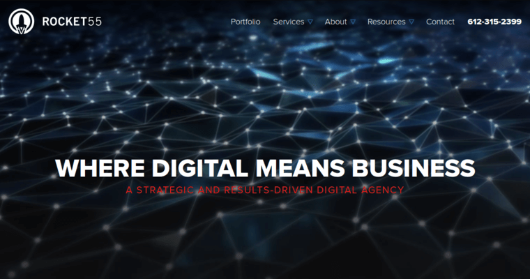 Home page of #3 Best Minneapolis Web Design Company: Rocket 55