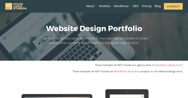 Folio page of #9 Top Minneapolis Web Design Business: Spark Logix Studios
