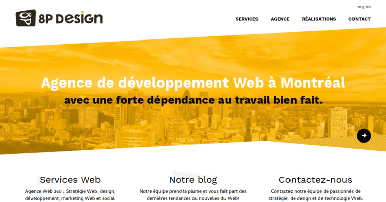 Home page of #5 Best Montreal Web Development Agency: 8P Design
